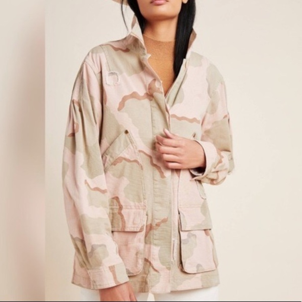 Anthropologie Lida utility jacket pink camo